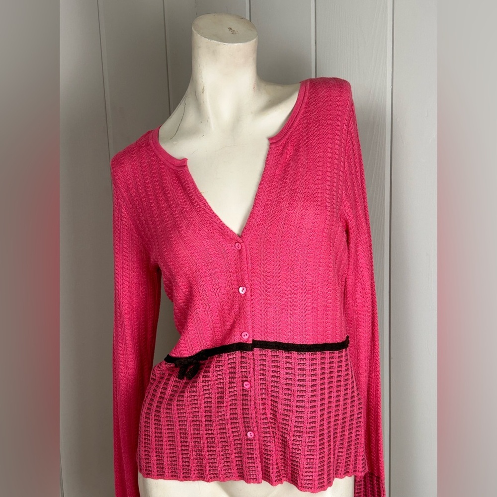 NWT Sigrid Olsen Pink Button Front Knit Cardigan Sweater Petite Small PS